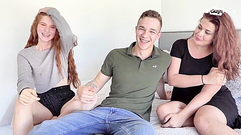Guy gets strap on pegged by girls